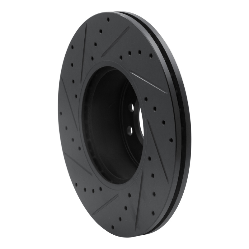 BMW 220i Brake Rotor (1) - Front Right - R1 Concepts - Drilled & Slotted - Black - `07-`21